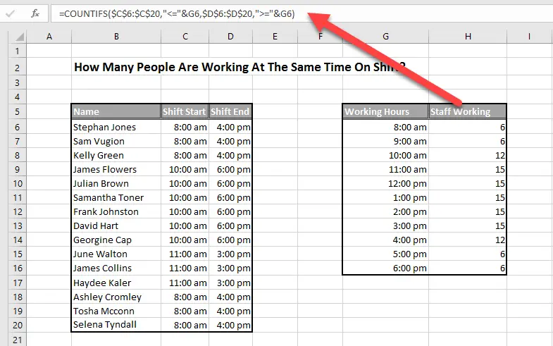 countifs function Excel