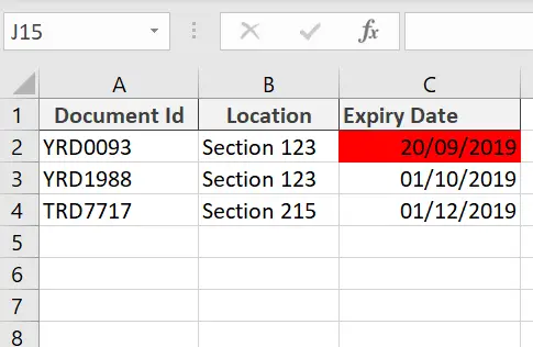 expired dates conditional formatting