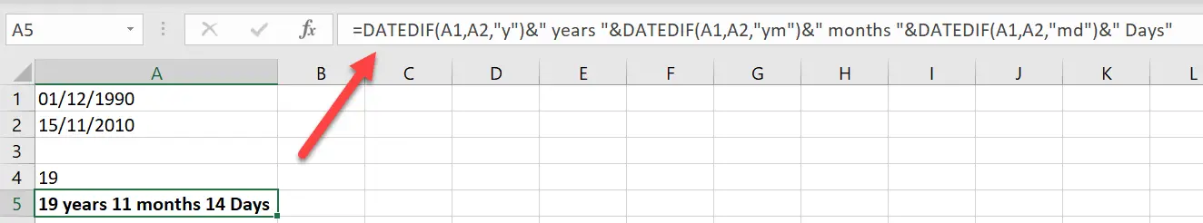 use datedif in Excel