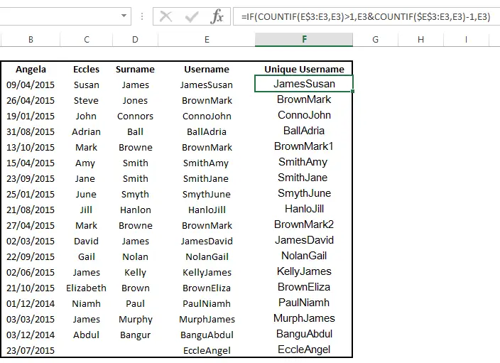 Formula Friday Generate Unique User Names In Excel Using 